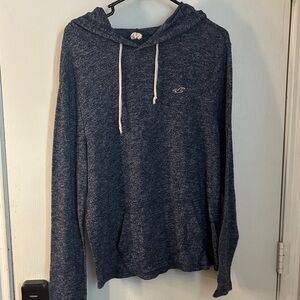 Hollister Men's Heathered Navy Hoodie
